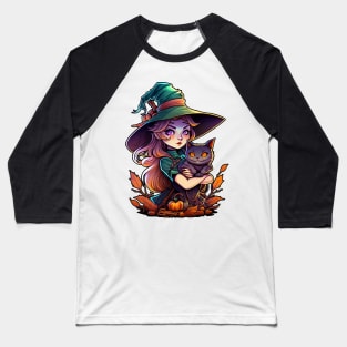 Witch and her Cat Baseball T-Shirt